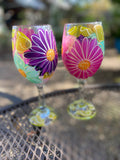 Floral "Tiffany"  - Hand Painted Flower Glass