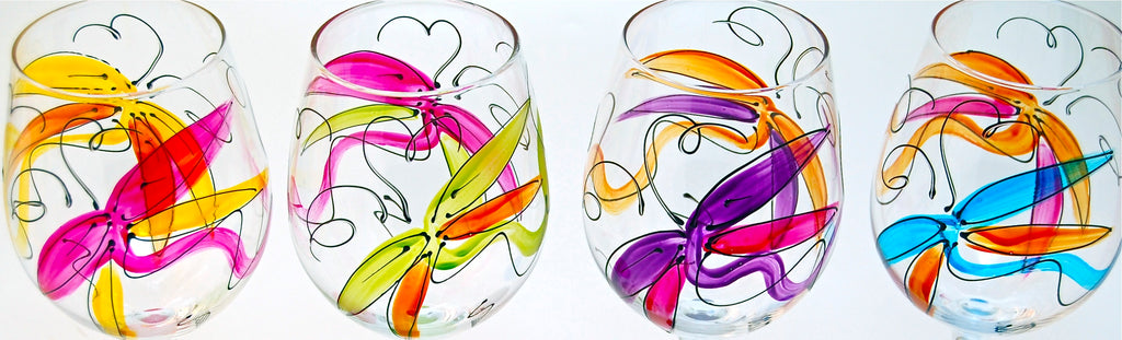 Dragonfly - Hand Painted Dragonfly Glass
