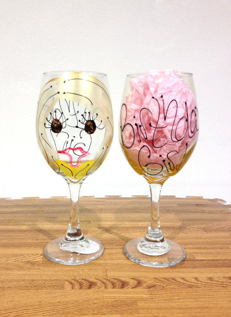 Birthday Girl - Hand Painted Birthday Girl Glass - Personalized