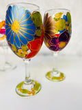 Floral "Julia"  - Hand Painted Flower Glass