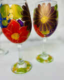 Floral "Julia"  - Hand Painted Flower Glass