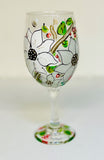 Holiday White Poinsettia Hand Painted Floral Glass