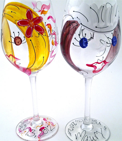 Wedding Party "Bridesmaid" Hand Painted Personalized Bridesmaid Glass